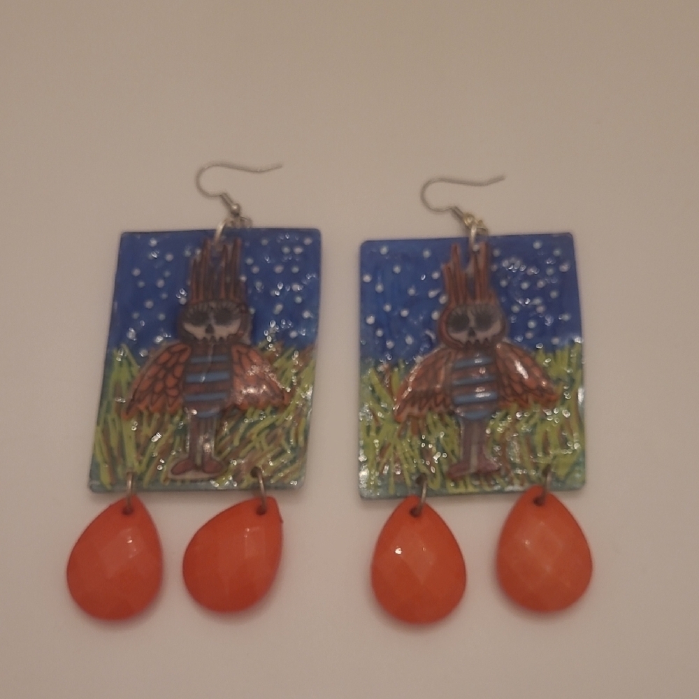 Blue Green Vintage Bead Handcrafted Original Creature Art Whimsygoth Fairy